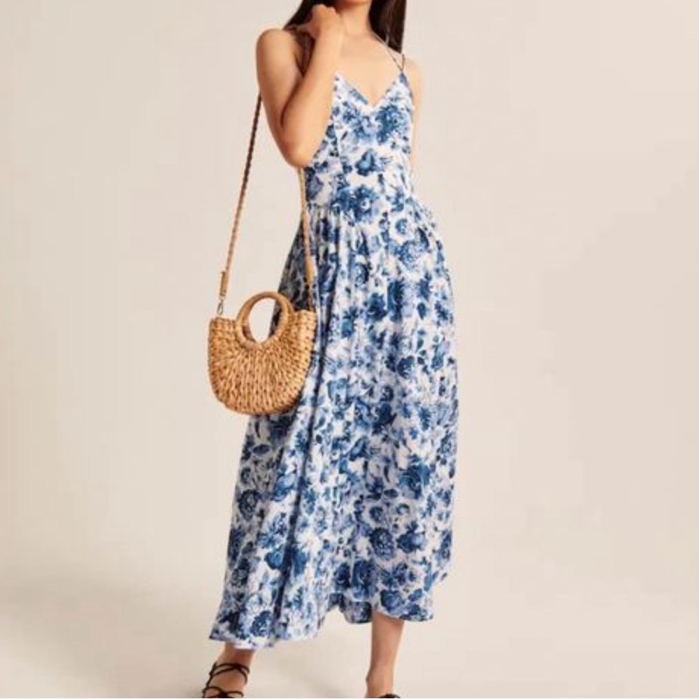 NWT Abercrombie & Fitch Strappy Plunge Corset Midi Maxi Dress New With Tags